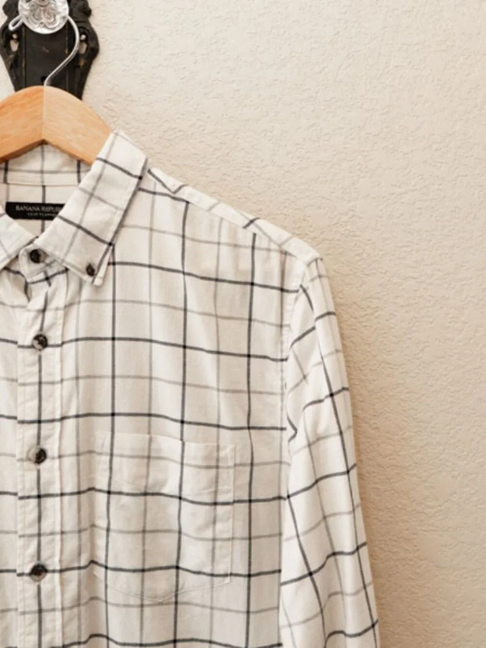 Banana Republic Luxe Flannel Untucked Slim Fit Plaid Button Down Shirt Medium